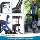 MAXWALK Rollator Walker with Seat, Tall Walkers for Seniors, 12" Big Rubber Wheels All Terrain Rollator Walker with Backrest, Built-in Cable, Foldable and Dual Adjustable Height for 5.3-7ft, Blue