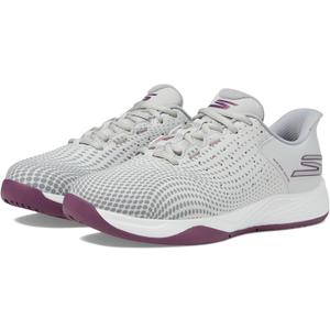 Skechers Women's Viper Court Reload Hands Free Slip-ins Sneaker (7.5, Gray/Purple)