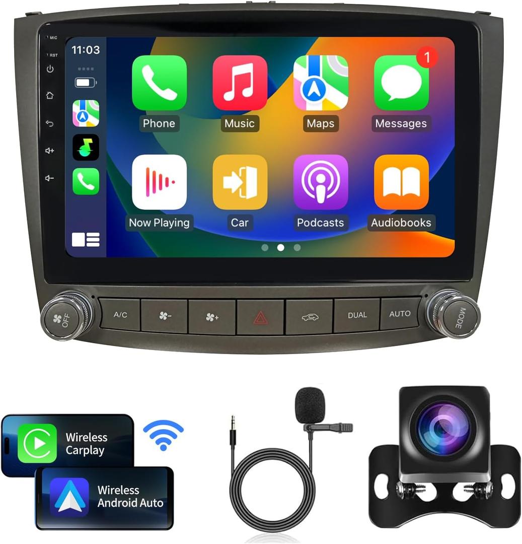 Radio Car Stereo for Lexus IS250 IS300 IS350 2006 2007 2008 2009 2010 2011 2012: 10 Inch Touchscreen with WiFi, Wireless CarPlay & Android Auto, GPS Navigation, FM, SWC, & HiFi Audio Head Unit