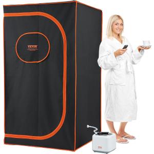 VEVOR Portable Steam Sauna Tent Full Size, 1000W Personal Sauna Kit for Home Spa, Detoxify & Soothing Heated Body Therapy, Time & Temperature Remote Control with Floor Mat