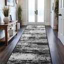 Runner Rug 2x6 Washable Rug Runners for Hallways Kitchen Non-Slip Rugs Abstract Print Soft Faux Wool Carpet Runner for Entryway Indoor, Bedroom Bedside, Laundry, Dorm, Home Decor (Black and Grey)