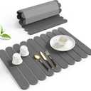 Large Stone Dish Drying Mat for Kitchen Counter, Quick Dry Diatomaceous Earth Stone Mat, Roll-Up Dish Mat for Dishes Bottles Cups, Super Absorbent & Non-Slip, 24"16",Grey (Gray)