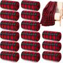 Buryeah 15 Pcs Christmas Buffalo Plaid Throw Blankets Bulk 60 x 50 Inch Tartan Plaid Checkered Warm Throw Blankets Decor for Christmas Couch Sofa Chair Bed Office Home(Style A, Red and Green)