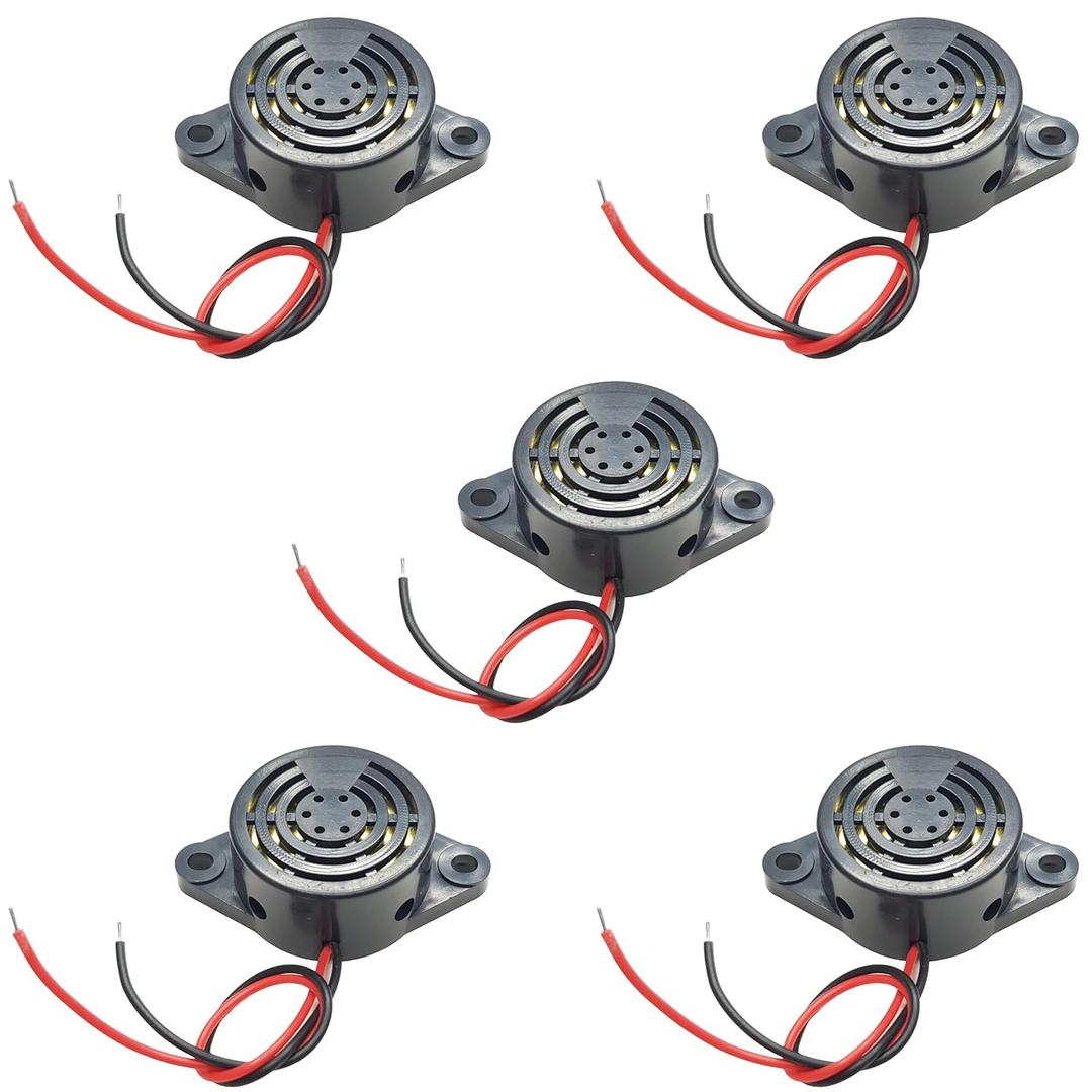 12V, 3-24V Active Piezoelectric Buzzer for Arduino, ESP32, ESP8266, Raspberry Pi, 5 Pieces