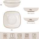 famiware Large Pasta Bowls Set of 4, Ocean Square 8" Bowls, Pasta Serving Bowl Large Dinner Bowls, Kitchen Bowl Set, Microwave and Dishwasher Safe, Scratch Resistant, Cappuccino White