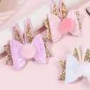 2 x OAOLEER 6Pcs Easter Bunny Hair Bow Clips, Rabbit Hair Bow Accessories for Easter Party Birthday Supplies (Glitter Easter Bows)