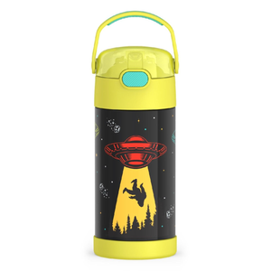 THERMOS FUNTAINER Water Bottle with Straw - 12 Ounce - Kids Stainless Steel Vacuum Insulated Water Bottle with Lid, Out Of This World