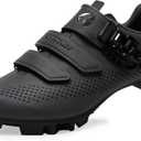 Men Mountain Bike Cycling Shoes Women, MTB-Shoes Installation Compatible SPD Cleats, Black Without Studs, Size: 8 Women/7 Men