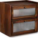 ULTECHNOVO Wooden Double Layer Bread Box for Kitchen Countertop, Large Rustic Farmhouse Bread Bin with Window for Sourdough & Pastries Storage - 2 Tier Food Container