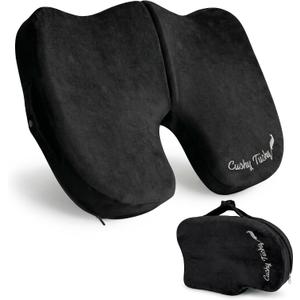 Cushy Tushy Premium Slim Foldable Travel Seat Cushion - for Relief of Lower Back, Sciatic, Butt and Tailbone Pain - for Home & Office Use, Perfect for Travel or Driving - Slim Coccyx Cushion - Black