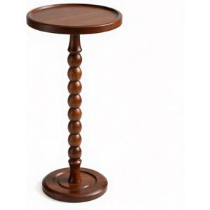 Small Accent Wood End Table, 12inch Round Bedside Table, Natural Side Table Nightstand for Family, Bedroom, Living Room, Handcrafted Finish, Walnut