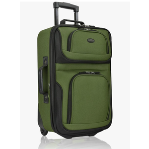 U.S. Traveler Lightweight Rolling 20" Carry On Luggage Softside Suitcase, Green, 2-Wheel Single