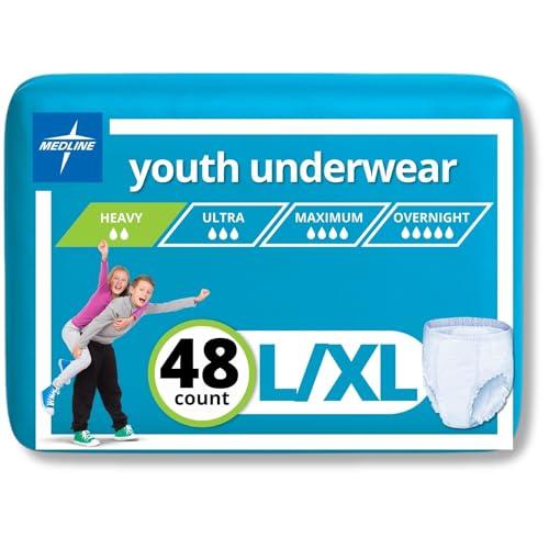 Medline Drytime Disposable Protective Youth Underwear, Large/XL, 12 Count Medline Drytime Disposable Protective Youth Underwear, Large/XL, 12 Count