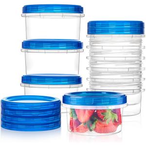 Qeirudu 10 Pack 8oz Freezer Storage Containers with Screw Lids, Leakproof Meal Prep Containers, Small Reusable Plastic Food Storage Containers for Fruits, Leftovers, Salads, Overnight Oats