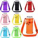 Tessco for you Water Bottle Sling Holder with Adjustable Shoulder Strap Water Bottle Mesh Carrier Bag Sleeve Pouch Holder for Walking Sports (11 x 4 Inch, Bright Colors)