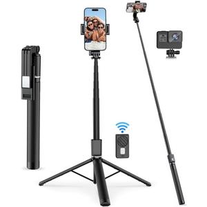 FANTCOO Magnetic Selfie Stick Compatible with Magnet, 44inch Extendable Cell Phone Tripod Stand with Remote for Vlogging, Portable Phone Tripod for iPhone 14 13 12 11 Series & All Smartphones (Black)