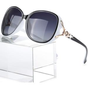 FIMILU Sunglasses for Women Trendy Polarized Sunglasses Oversized Big Sun Glasses Ladies Shades UV Protection (A2 Black and White Frame/Polarized Gradient Grey Lens)