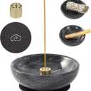 Incense Holder, Beautiful Natural Marble Incense Burner for Meditation, 9 Incense Holes Suitable for Most Types (Black)