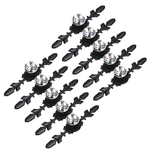 Sumnacon 9 Pcs 6.7" Drawer Dresser Knobs Pull Handles - Crystal Glass Diamond Decorative Knobs with Plate, Cabinet Cupboard Door Knobs with Screws for Kitchen Bathroom Office Decoration, Black