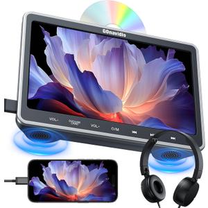 10.1" Car DVD Player with HDMI Input Headphone Mounting Bracket, Headrest DVD Player for Car Support Sync Screen, AV in & Out, Last Memory, Region Free, USB SD Card, No Battery