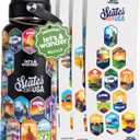LET'S WANDER 50 States Water Bottle with Waterproof Stickers - 32oz Leakproof Insulated Stainless Steel with Straw - States of the USA Gift Bottle (Black)