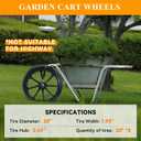 20 Flat Free Wheelbarrow Wheels and Tires, with 2.45 Centered Hub, 5/8 Extra 3/4Bearing, Compatible with Rubbermaid Wheelbarrow wheels, Garden Carts (2 pcs) (black)