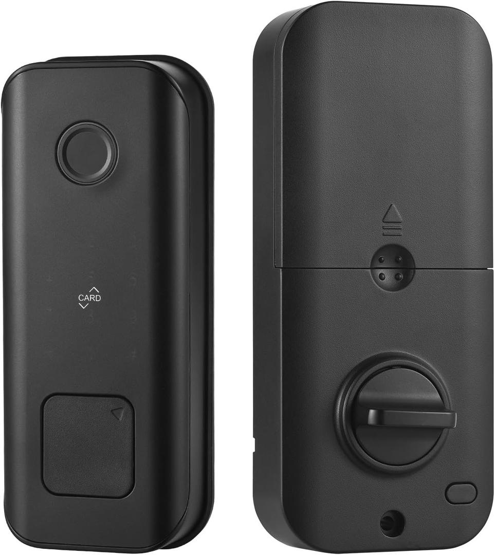 Fingerprint Door Lock, Smart Door Lock, Entry Door Lock Deadbolt with 5 Methods - APP, Fingerprint, RFID Card, Key, Passcode, Rechargeable Door Lock for 35-55mm Office, Home, Bedroom Door (Wifi Version Rechagrable Battery)
