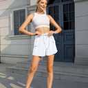 Ladies Cotton Cargo Sports Shorts in Summer Soft and Sweat Absorbing Feature Pockets and Drawstring for Comfort White