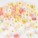 ATTGREAT Fake Flower Heads Mini Silk Flowrs Bulk Small Flower 3D Loose Faux Daisy Rose Sunflowers Plum Blossoms Craft for Wedding Party Cake Baby Shower Home Decor, 110Pcs(Champagne)