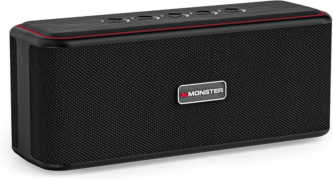 Monster Shock Plus Bluetooth Speaker, Portable Speaker with 30W Loud Stereo Sound, Bluetooth 5.4, TWS Pairing, 15H Playtime, Support AUX/TF Card, IPX6 Waterproof Wireless Speakers for Outdoor, Party
