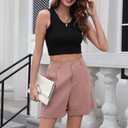 Bettysays Shorts for Women Bermuda Shorts Casual Elastic Waist Wide Leg Shorts with Pockets (XL)