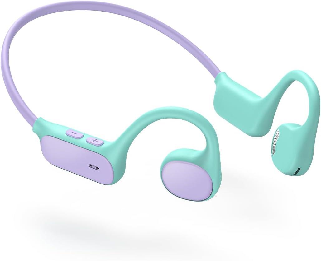 iClever Kids Headphones, Bluetooth 5.4 Air Conduction Open Ear Headphones, Safe Volume 74&85 dBA, Clear Audio, 360 Bending, Ultra-Light Comfortable Kids Wireless Headphones for iPad/Travel/Sports