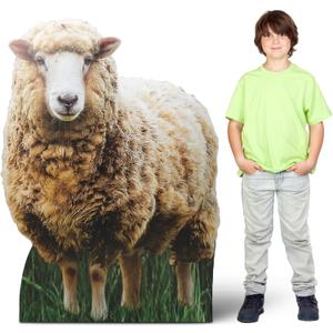 Geelin 4 ft Sheep Cardboard Cutout Stand-up Lifesize Religious Sheep Backdrop Photo Props for Farm Theme Birthday Party Easter Nativity Scene Bible School Birthday Party Decorations