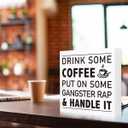 Inspirational Coffee Accessories Office Shelf Wall Decor, Drink Some Coffee Wooden Sign Wall Decoration, Small Funny Office Cubicle Tabletop Shelf Desk 5"L x 5"H Decor Signs