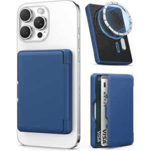 BXYJY for MagSafe Phone Wallet, Magnetic Credit Card Holder(45 Cards), RFID Blocking Protection, Builtin Mirror, Men Women Wallet for iPhone 16/15/14/13/12 Series, Not for iPhone 13/12 Mini, Blue