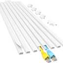 Yecaye Cord Hider, One-Cord Cable Concealer, Cord Covers for Wires on Wall, Easy Install Cable Management Kit for 2 Small Wires, Cables Raceway Home Office, W0.59in H0.4in, White