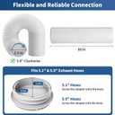 Portable Air Conditioner Sliding Door Vent Kit - Adjustable Length up to 90 Inches, Universal Balcony Seal Plate Set for 5.1" & 5.9" Diameter AC Exhaust Hose