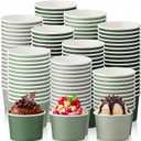 Honeydak 200 Pcs 5 oz Sage Green Paper Ice Cream Cups Bulk Gradient Solid Green Bowls Disposable Dessert Container for Summer Ice Cream Sundae Wedding Birthday Party Supplies