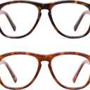AMOMOMA Retro Aviator Reading Glasses for Women,Men,Men Blue Light Blocking Computer Readers Spring hinge AM6186