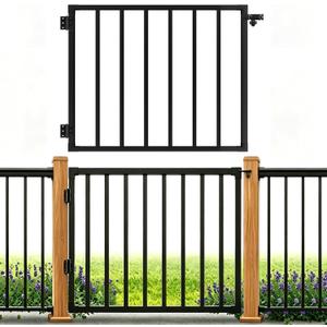 36" W x 42" H Outdoor Deck Gate Kit, Black HeavyDuty Steel AntiRust Deck Gate, Outdoor Fence Gate for Deck Railing, Patio, Porch, Garden & Yard