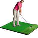 Dual-Turf Golf Hitting Mat, 5x4 Ft Golf Swing Training Practice Mat Chipping Mat Artificial Turf for Indoor/Outdoor Includes 3 Rubber Tees for Men/Boys & Golfers