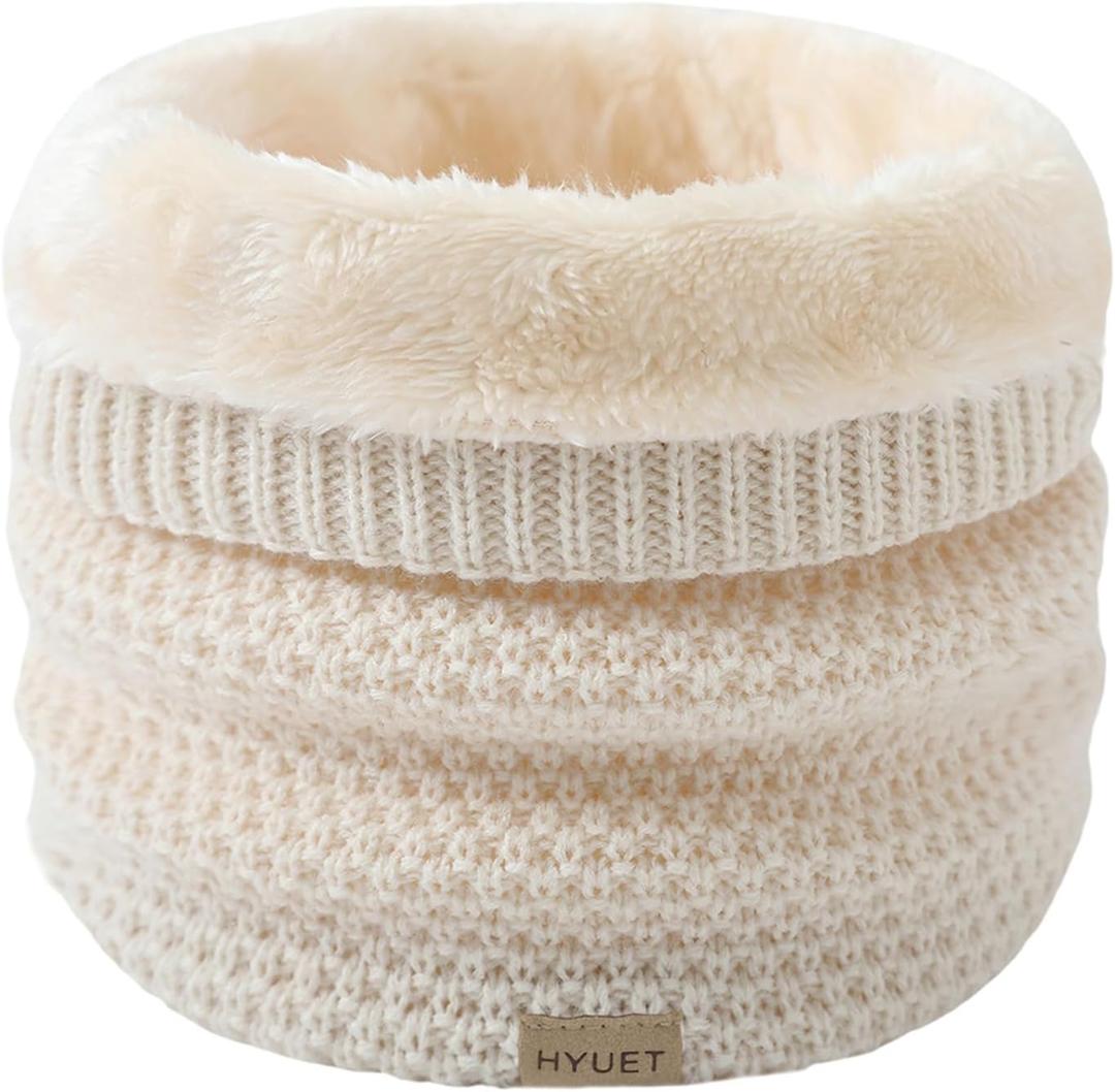 HYUET Winter Neck Gaiter Men, Fleece Neck Warmer Windproof Face Scarf Mask Face Cover Neck Cover for Men Women Ski (White)