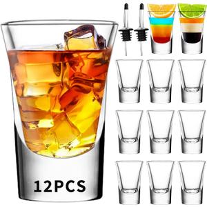 SuproBarware Heavy Base Shot Glass Set of 12, Shot Glasses 1.2 Ounce Set with Heavy Base Great for Whiskey, Tequila, Vodka and DIY