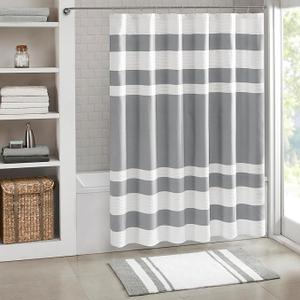 Madison Park Spa Waffle Shower Curtain Pieced Fabric with 3M Scotchgard Moisture Management, Premium Spa Quality Modern Shower Curtains for Bathroom, Standard 72x72
