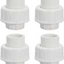1/2" PVC Union Coupling Pipe Fitting PVC Adapter Schedule 40, EPDM O-Ring, 1/2 inch Slip Coupling Fitting (Socket x Socket), 4 Pack, White