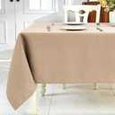 IVAPUPU Textured Linen Table Cloth for Rectangle Tables - Khaki Tablecloths Rectangular Waterproof Wrinkle Free Wipeable Dining Table Cover for Spring Wedding Birthday Kitchen Decor, 52 x 70 Inch