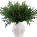 12 Pcs Realistic Norfolk Pine Branches, 18 Inch Real Feel Pine Stems with 6 Big Pinecone Stems for DIY Crafts Garland Wreath Xmas Indoor/Outdoor Home Decor