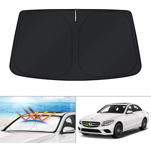 KUST Windshield Sun Shade for 2015-2021 Mercedes Benz C Class W205 C250 C300 C400 Accessories Custom Fit Sunshade Foldable Sun Visor Protector Blocks UV Rays Keep Your Car Cooler