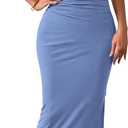 BTFBM Women's Ruched Bodycon Dress Summer Casual Sleeveless Back Slit Elegant Club Evening Party Cocktail Maxi Dresses Blue XL