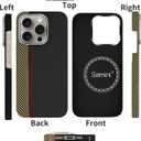 Real Aramid Fiber Case for iPhone 15 Pro Max [6.7 inch] Compatible with MagSafe,600D Aramid Fiber Weave,Thin & Light Cover with a Caseless Feel,Carbon Fiber Textures Design Kevlar Case (Track-SW)